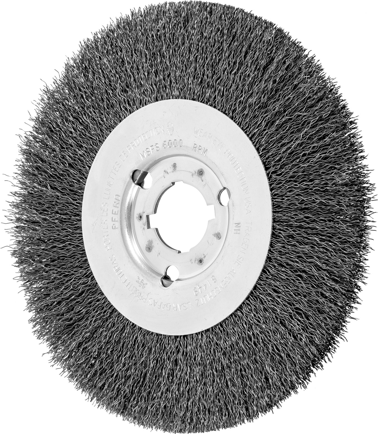 8'' Bench Wheel - Std.Face .014 CS Wire, 1-1/4-3/4-5/8'' A.H.